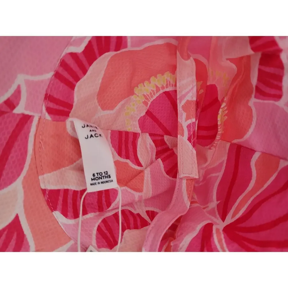 Janie and jack Sun Bucket Hat Pink‎ Floral size 6-12 Months NEW #8